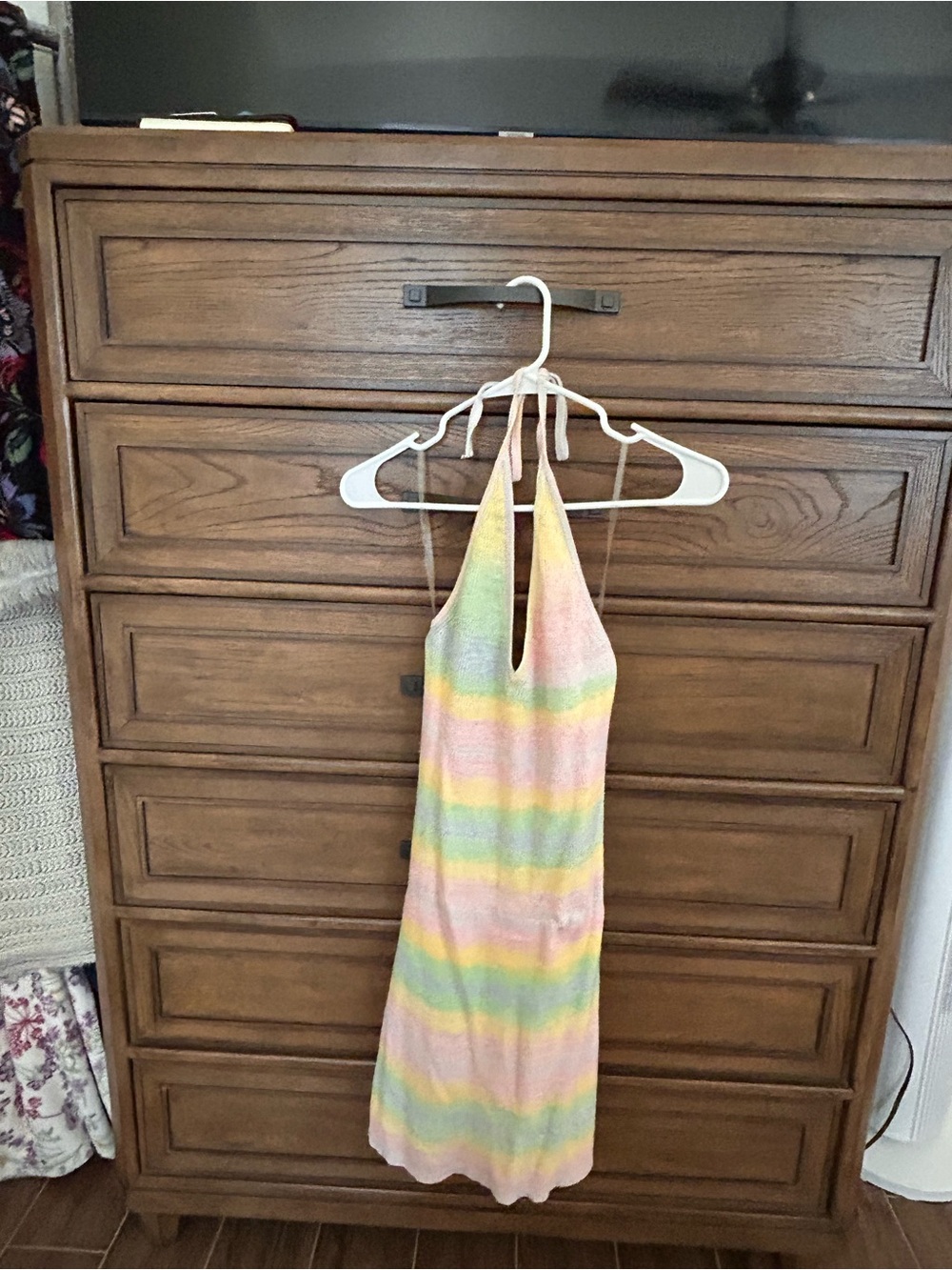 wild fable Pastel Striped Halter One-Piece in Pink, Yellow, Green
